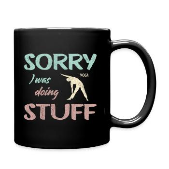 Sorry, I was doing Yoga stuff - Vintage - Full Colour Mug - black - Right