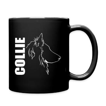 Langhaar Collie Profil Hunde Hund Wilsigns - Tasse einfarbig - Schwarz - Rechts
