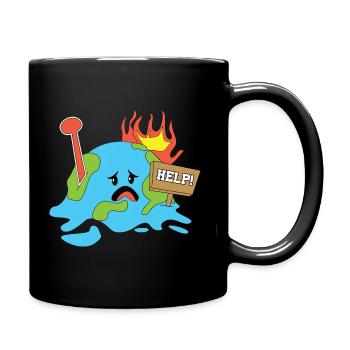 Climate Change Earth Help - Tasse einfarbig - Schwarz - Rechts
