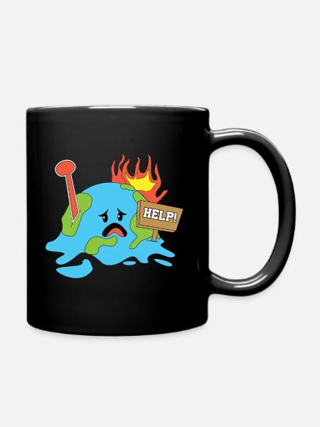 Climate Change Earth Help - Tasse einfarbig - Schwarz
