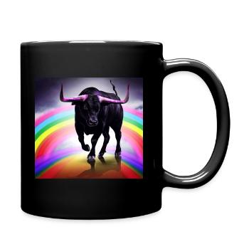 Taureau noir, arc-en-ciel - Mug uni - noir - Droite