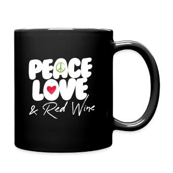 PEACE LOVE & RED WINE - Full Colour Mug - black - Right