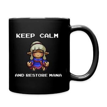 Keep calm and restore Mana - Tasse einfarbig - Schwarz - Rechts