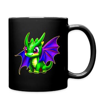 Petit dragon fantaisiste vert mignon - Mug uni - noir - Droite