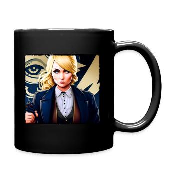 Blonde girl in cool steampunk style - Full Colour Mug - black - Right