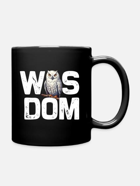 Eule Schneeeule Schleiereule Eulen Motiv - Tasse einfarbig - Schwarz