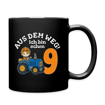 9. Geburtstag Traktor Junge - Tasse einfarbig - Schwarz - Rechts