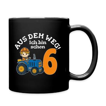 6. Geburtstag Traktor Junge - Tasse einfarbig - Schwarz - Rechts