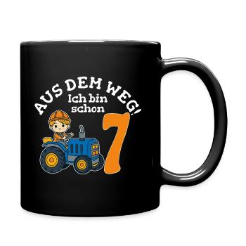 7. Geburtstag Traktor Junge - Tasse einfarbig - Schwarz - Rechts