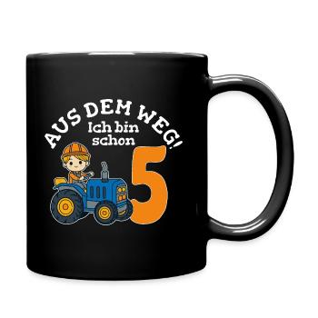 5. Geburtstag Traktor Junge - Tasse einfarbig - Schwarz - Rechts