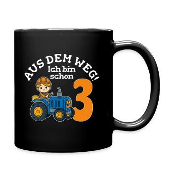 3. Geburtstag Traktor Junge - Tasse einfarbig - Schwarz - Rechts