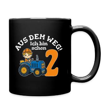 2. Geburtstag Traktor Junge - Tasse einfarbig - Schwarz - Rechts