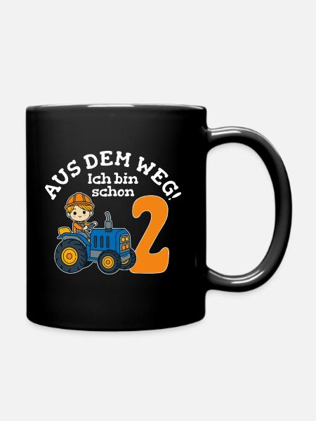 2. Geburtstag Traktor Junge - Tasse einfarbig - Schwarz