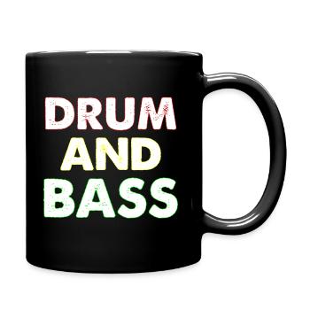 Drum n Bass Vintage Bold Red Yellow Green - Full Colour Mug - black - Right