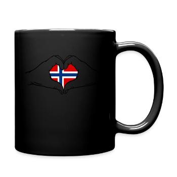 Norway Flag Hands Heart Shape - Full Colour Mug - black - Right