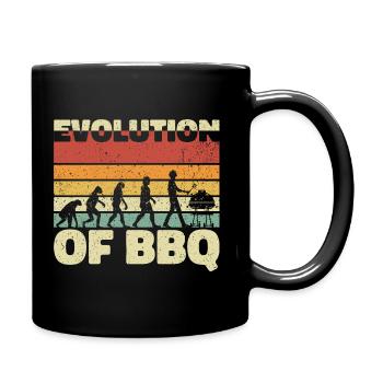 Evolution des BBQ - Grill Delight Geschenk - Tasse einfarbig - Schwarz - Rechts