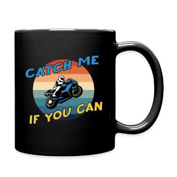 Motorrad wheelie Catch me if you can vintage - Tasse einfarbig - Schwarz - Rechts