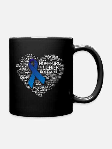 Herz "blaue Schleife" - Tasse einfarbig - Schwarz