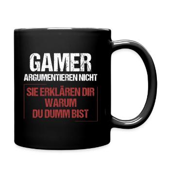 Gamers don't argue - Full Colour Mug - black - Right