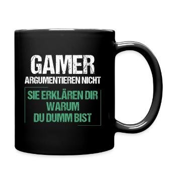 Gamers don't argue - Full Colour Mug - black - Right