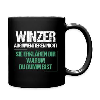 Winzer argumentieren nicht - Tasse einfarbig - Schwarz - Rechts