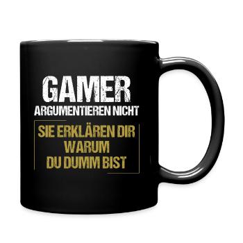 Gamers don't argue - Full Colour Mug - black - Right