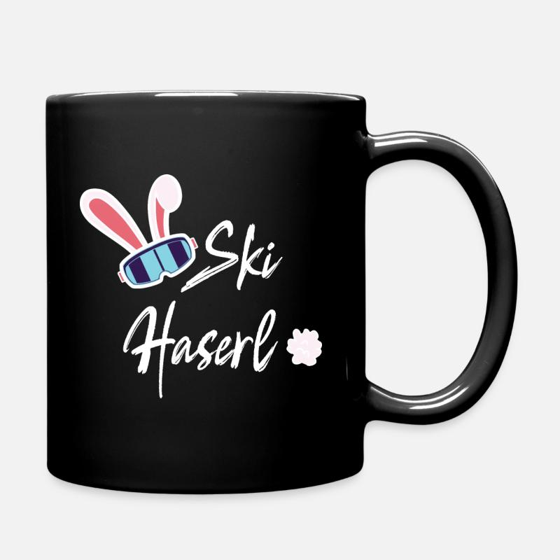 Skihaserl - Skihase - Skifahren - Skiurlaub - Tasse einfarbig - Schwarz