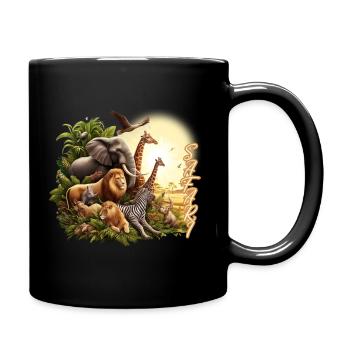Safari Serengeti Savanne Wildtiere Afrika - Tasse einfarbig - Schwarz - Rechts