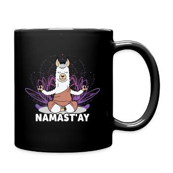 Lamaste - Lustiges Namaste Yoga Lama / Alpaka - Tasse einfarbig - Schwarz - Rechts