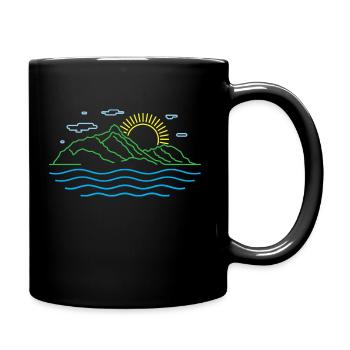 Berge Sonne Wasser Bergsteiger Wanderer - Tasse einfarbig - Schwarz - Rechts