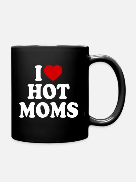 I love hot moms - Tasse einfarbig - Schwarz