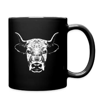 Cow / Head / Portrait - Full Colour Mug - black - Right