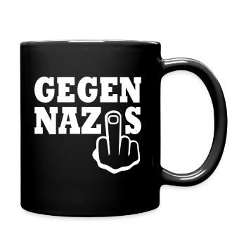 Gegen nazis Mittelfinger - Tasse einfarbig - Schwarz - Rechts