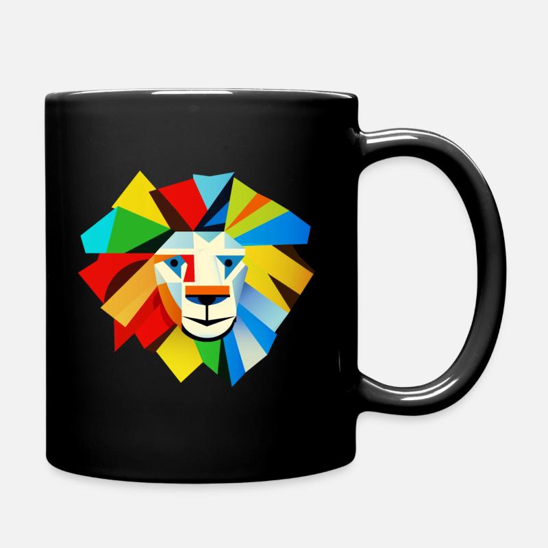 Abstrakter Löwe (Kopf, Bunt) - Tasse einfarbig - Schwarz