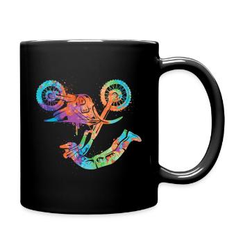 Dirt Biker Motorrad Motocross Mädchen Jungen - Tasse einfarbig - Schwarz - Rechts