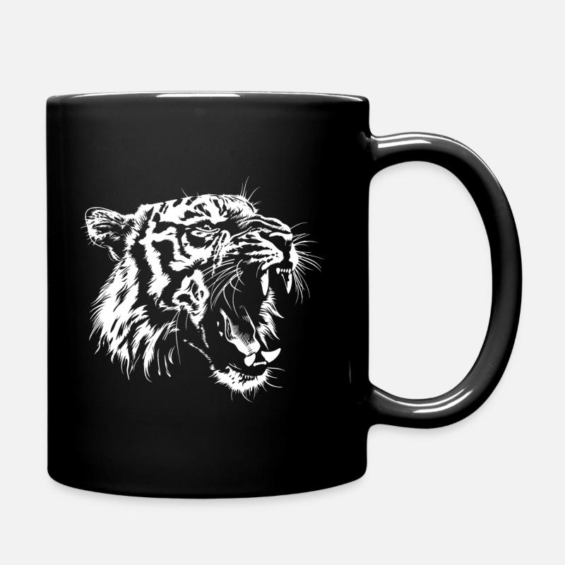 Brüllender Tiger Kopf - Tasse einfarbig - Schwarz