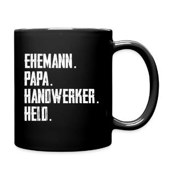 Ehemann Papa Handwerker Held - Tasse einfarbig - Schwarz - Rechts