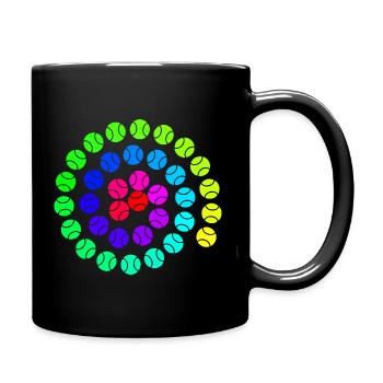 Tennisball Regenbogen Spirale Design für Kinder - Tasse einfarbig - Schwarz - Rechts