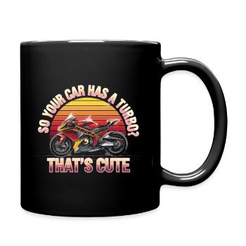 Turbo Witz für Motorrad-Enthusiasten - Tasse einfarbig - Schwarz - Rechts