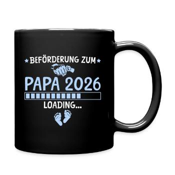 Schwangerschaftsverkündung Werdender Papa 2026 - Tasse einfarbig - Schwarz - Rechts