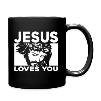 Jesus Loves You - Full Colour Mug - black - Right