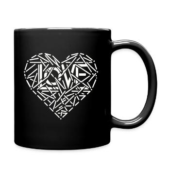 Herz mit Liebe - Tasse einfarbig - Schwarz - Rechts