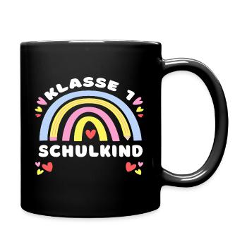 Schulkind 2025 – 1. Klasse – mit Wunschname - Tasse einfarbig - Schwarz - Rechts