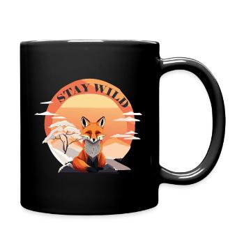 Renard méditant avec l’inscription Stay Wild - Mug uni - noir - Droite