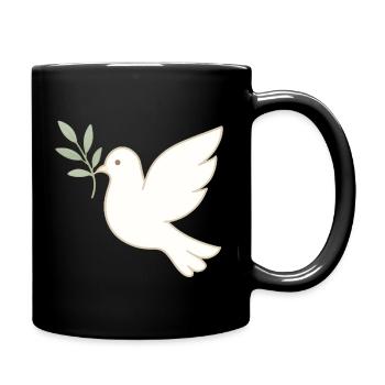 Dove of peace with olive branch - Full Colour Mug - black - Right
