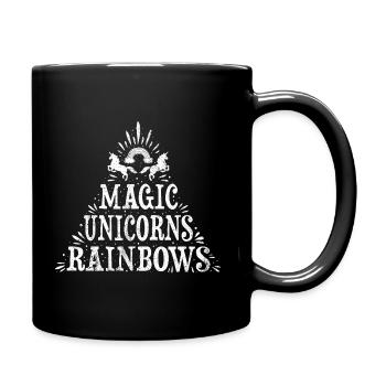 Magic Unicorns (lettering, triangle) - Full Colour Mug - black - Right