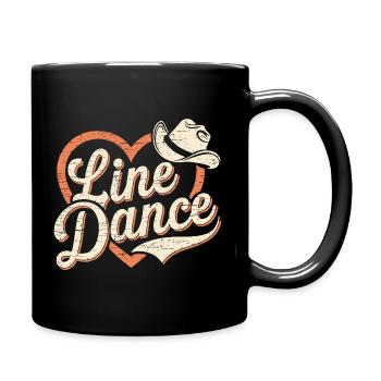 Danse en ligne avec un cœur et un chapeau de cowboy - Mug uni - noir - Droite