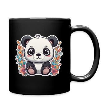 Panda Bär Junges Kind im niedlichen Brausestil - Tasse einfarbig - Schwarz - Rechts