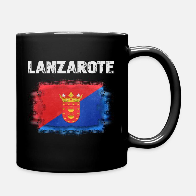 Lanzarote Flagge mit Wappen - Tasse einfarbig - Schwarz