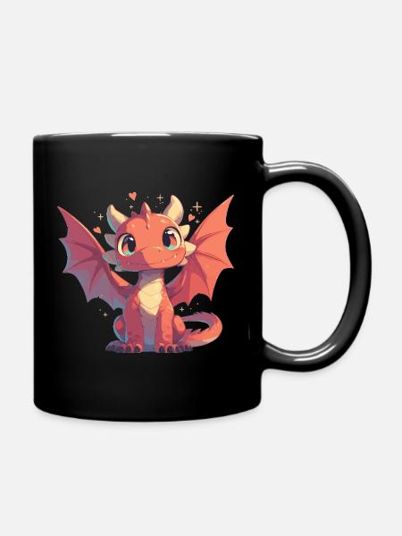 Drachen Drache - Tasse einfarbig - Schwarz